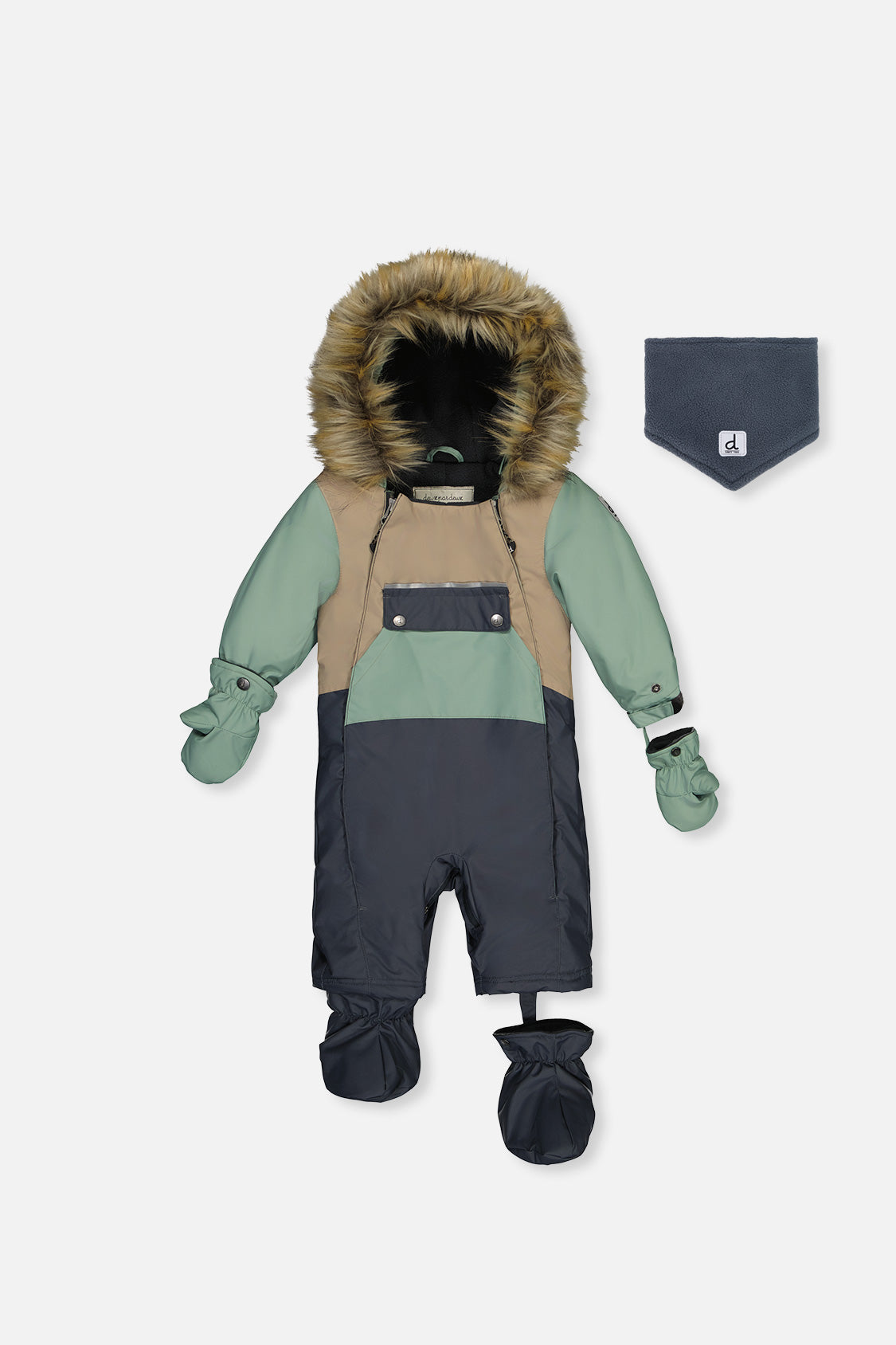 Baby One Piece Snowsuit Adapted For Car Seats Cool Dark Grey - Image 11