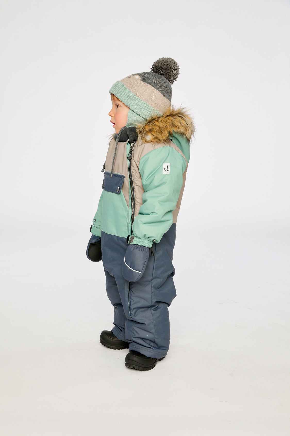 Baby One Piece Snowsuit Adapted For Car Seats Cool Dark Grey - Image 3