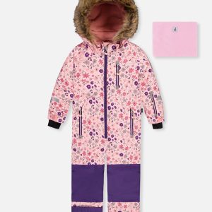 Kids One Piece Play Snowsuit Pink Mini Flower Print - Image 15