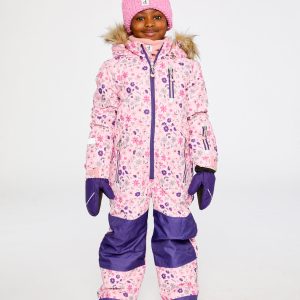Kids One Piece Play Snowsuit Pink Mini Flower Print - Image 2