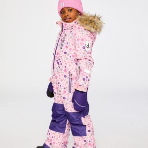 Kids One Piece Play Snowsuit Pink Mini Flower Print - Image 3