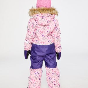 Kids One Piece Play Snowsuit Pink Mini Flower Print - Image 4