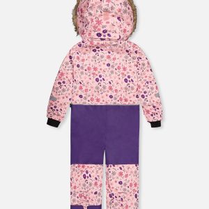 Kids One Piece Play Snowsuit Pink Mini Flower Print - Image 5