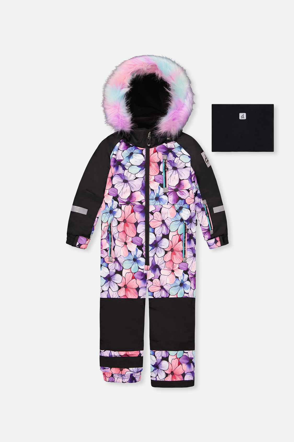 Kids One Piece Play Snowsuit Purple Floral Print - Image 6