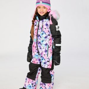 Kids One Piece Play Snowsuit Purple Floral Print - Image 5