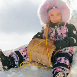 Kids One Piece Play Snowsuit Purple Floral Print - Image 3