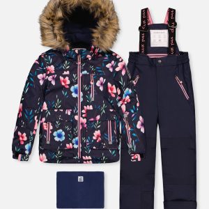 Two Piece Play Snowsuit Blue Floral Print