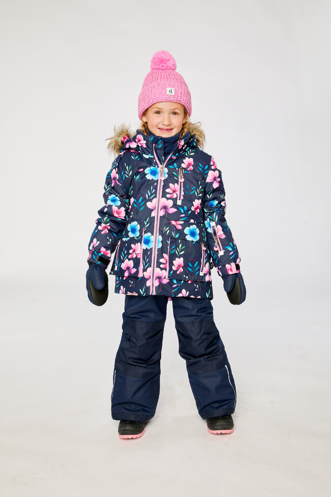 Two Piece Play Snowsuit Blue Floral Print - Image 2