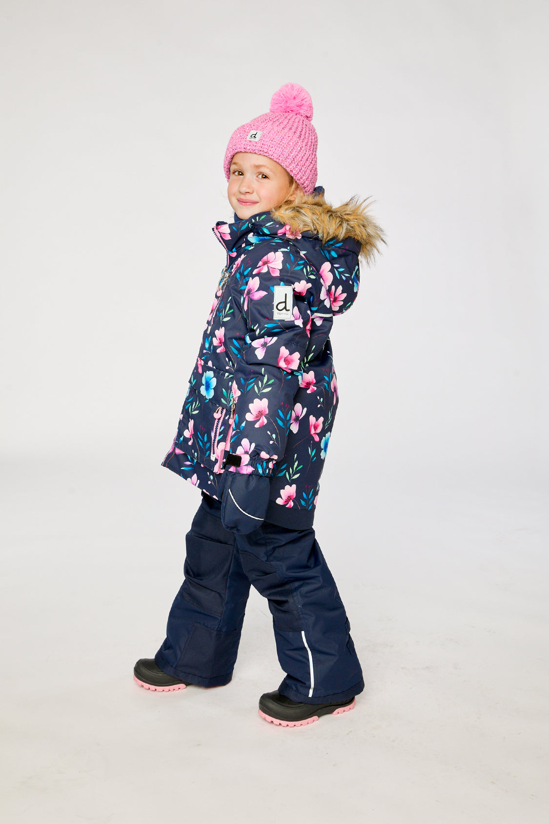 Two Piece Play Snowsuit Blue Floral Print - Image 3