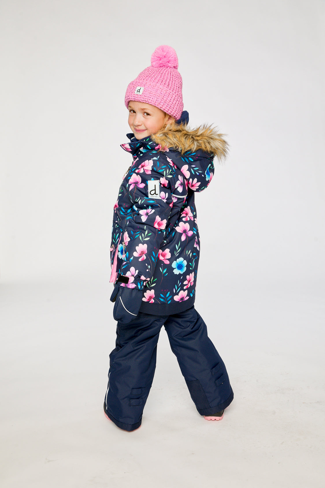 Two Piece Play Snowsuit Blue Floral Print - Image 4