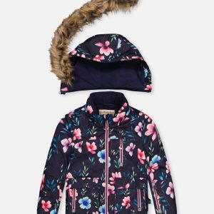 Two Piece Play Snowsuit Blue Floral Print - Image 5