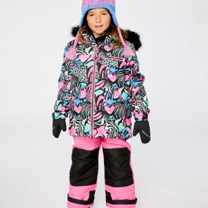 Alternative view of Two Piece Play Snowsuit Black Zebra Print With Pink Pants