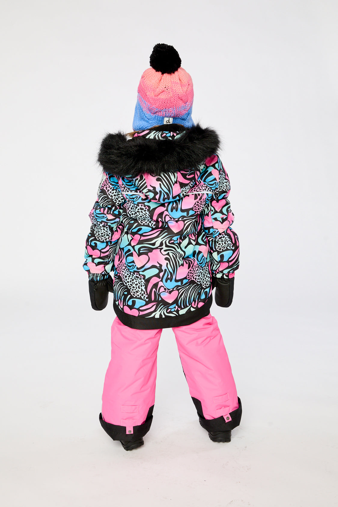Two Piece Play Snowsuit Black Zebra Print With Pink Pants - Image 4