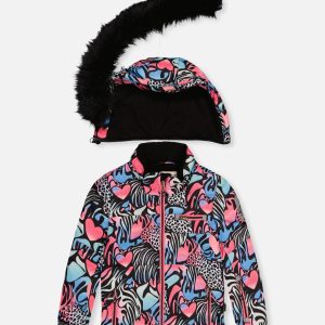 Two Piece Play Snowsuit Black Zebra Print With Pink Pants - Image 5
