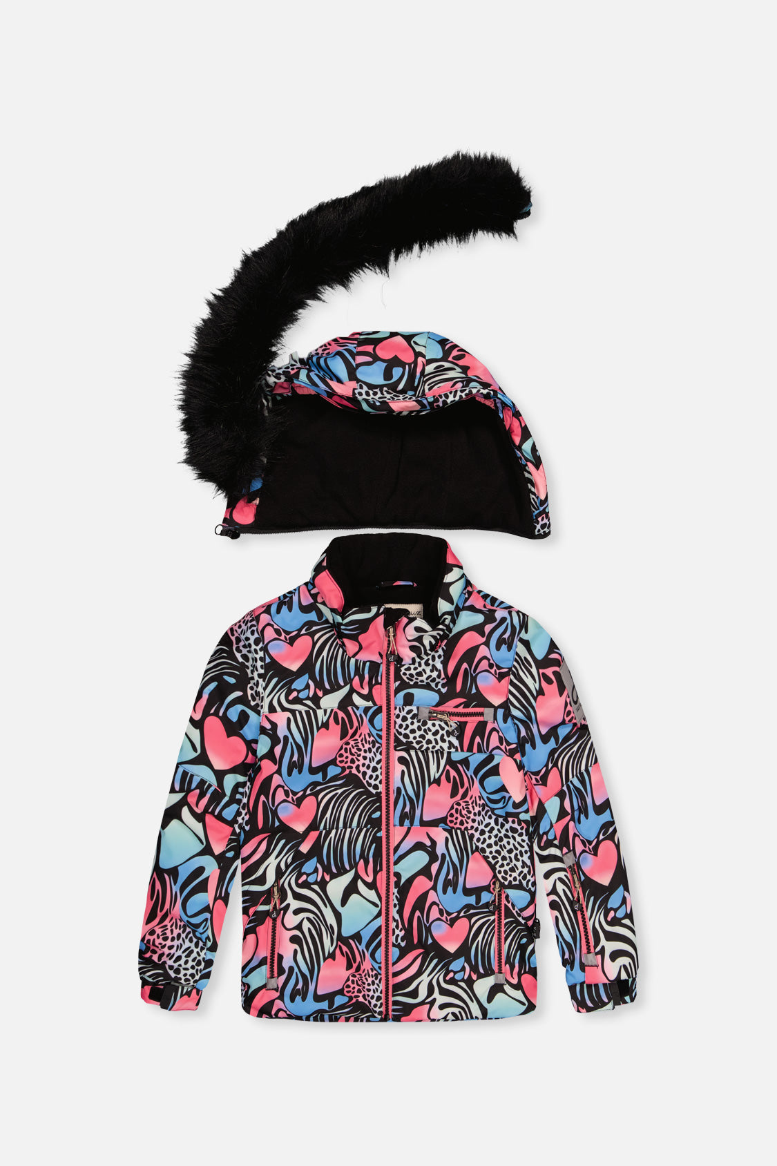 Two Piece Play Snowsuit Black Zebra Print With Pink Pants - Image 5