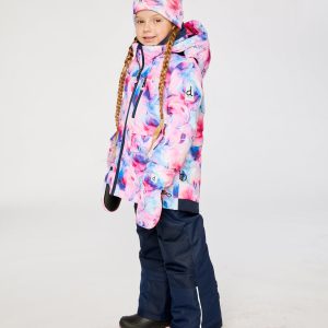 Two Piece Play Snowsuit Mauve Watercolor Floral Print With Navy Pants - Image 5
