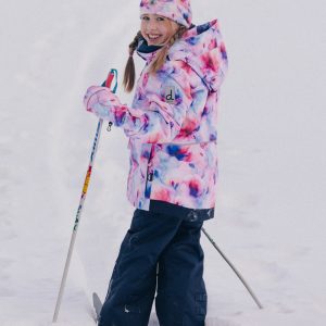 Alternative view of Two Piece Play Snowsuit Mauve Watercolor Floral Print With Navy Pants