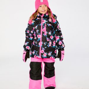 Alternative view of Two Piece Play Snowsuit Black Rose Print With Pink Pants
