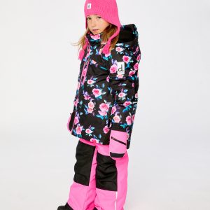 Two Piece Play Snowsuit Black Rose Print With Pink Pants - Image 3