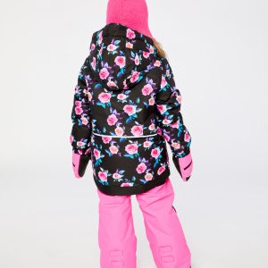 Two Piece Play Snowsuit Black Rose Print With Pink Pants - Image 4