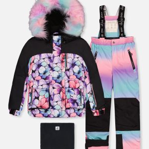 Two Piece Play Snowsuit Purple Floral Print With Gradient Pants - Image 7