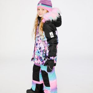 Two Piece Play Snowsuit Purple Floral Print With Gradient Pants - Image 3