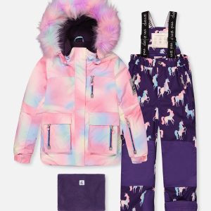 Two Piece Play Snowsuit Multicolored With Purple Unicorn Print Pants - Image 9
