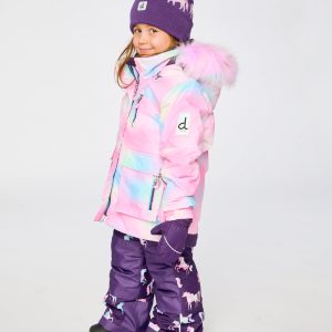 Two Piece Play Snowsuit Multicolored With Purple Unicorn Print Pants - Image 3