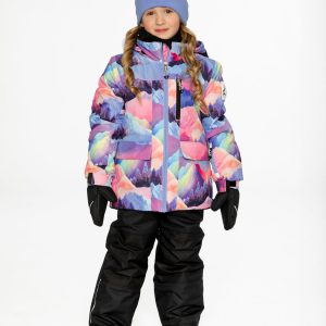 Alternative view of Two Piece Play Snowsuit Pink Mountain Print With Black Pants