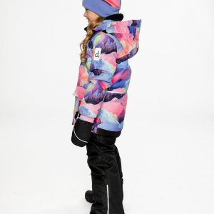 Two Piece Play Snowsuit Pink Mountain Print With Black Pants - Image 3
