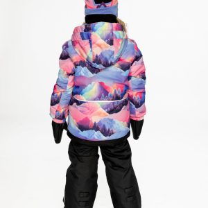 Two Piece Play Snowsuit Pink Mountain Print With Black Pants - Image 4