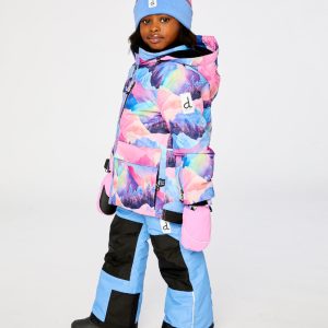 Two Piece Play Snowsuit Pink Mountain Print With Blue Pants - Image 5