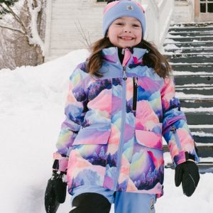 Alternative view of Two Piece Play Snowsuit Pink Mountain Print With Blue Pants