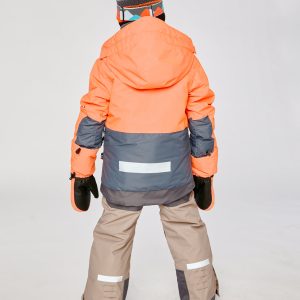 Two Piece Teknik Snowsuit Bright Orange Grey And Taupe - Image 4