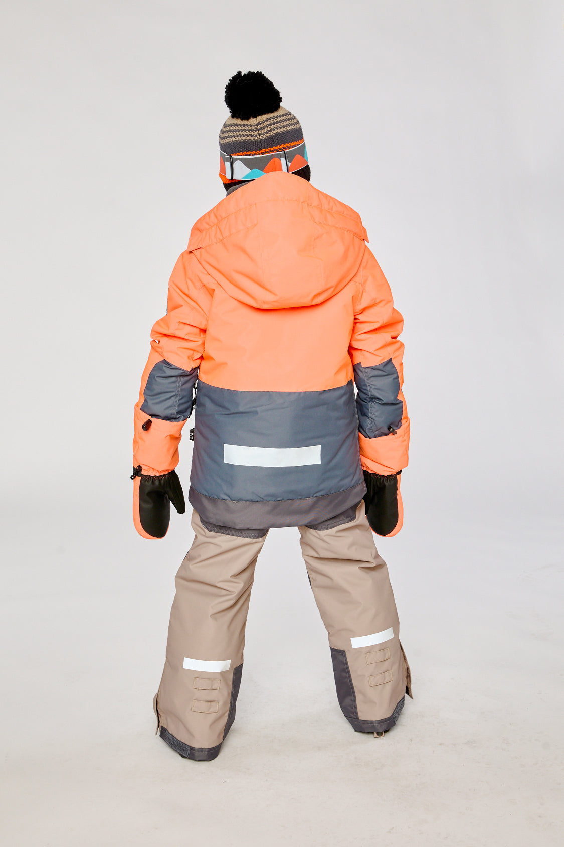 Two Piece Teknik Snowsuit Bright Orange Grey And Taupe - Image 4