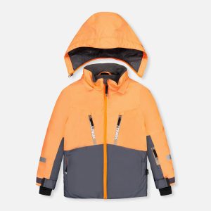 Two Piece Teknik Snowsuit Bright Orange Grey And Taupe - Image 5