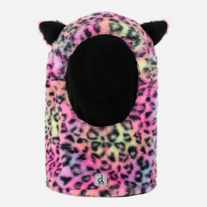 Oversized Polar Balaclava For Ski Helmet Multicolored Leopard Fur - Image 5
