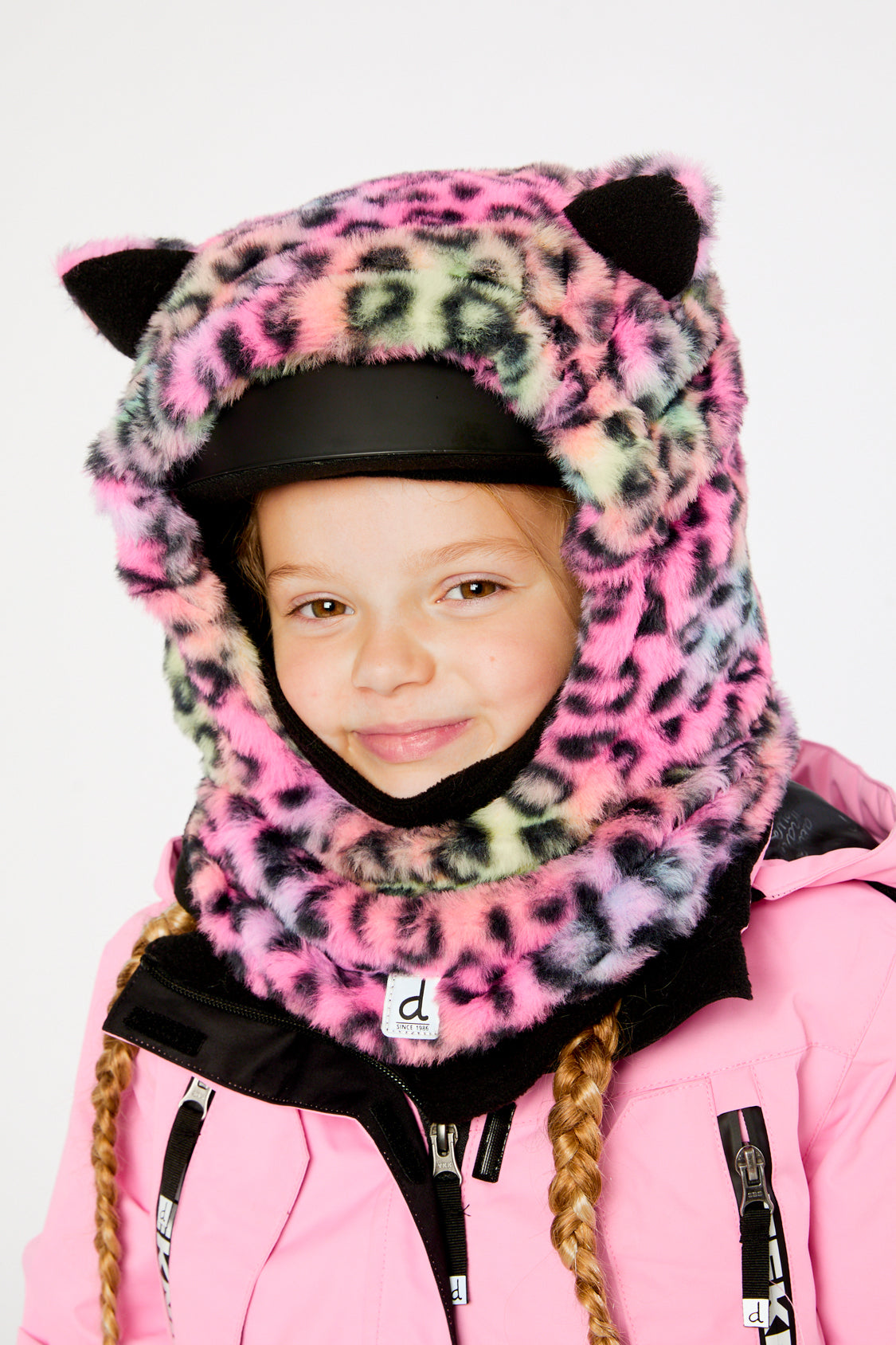 Oversized Polar Balaclava For Ski Helmet Multicolored Leopard Fur - Image 2