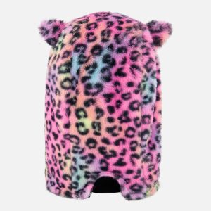 Oversized Polar Balaclava For Ski Helmet Multicolored Leopard Fur - Image 3