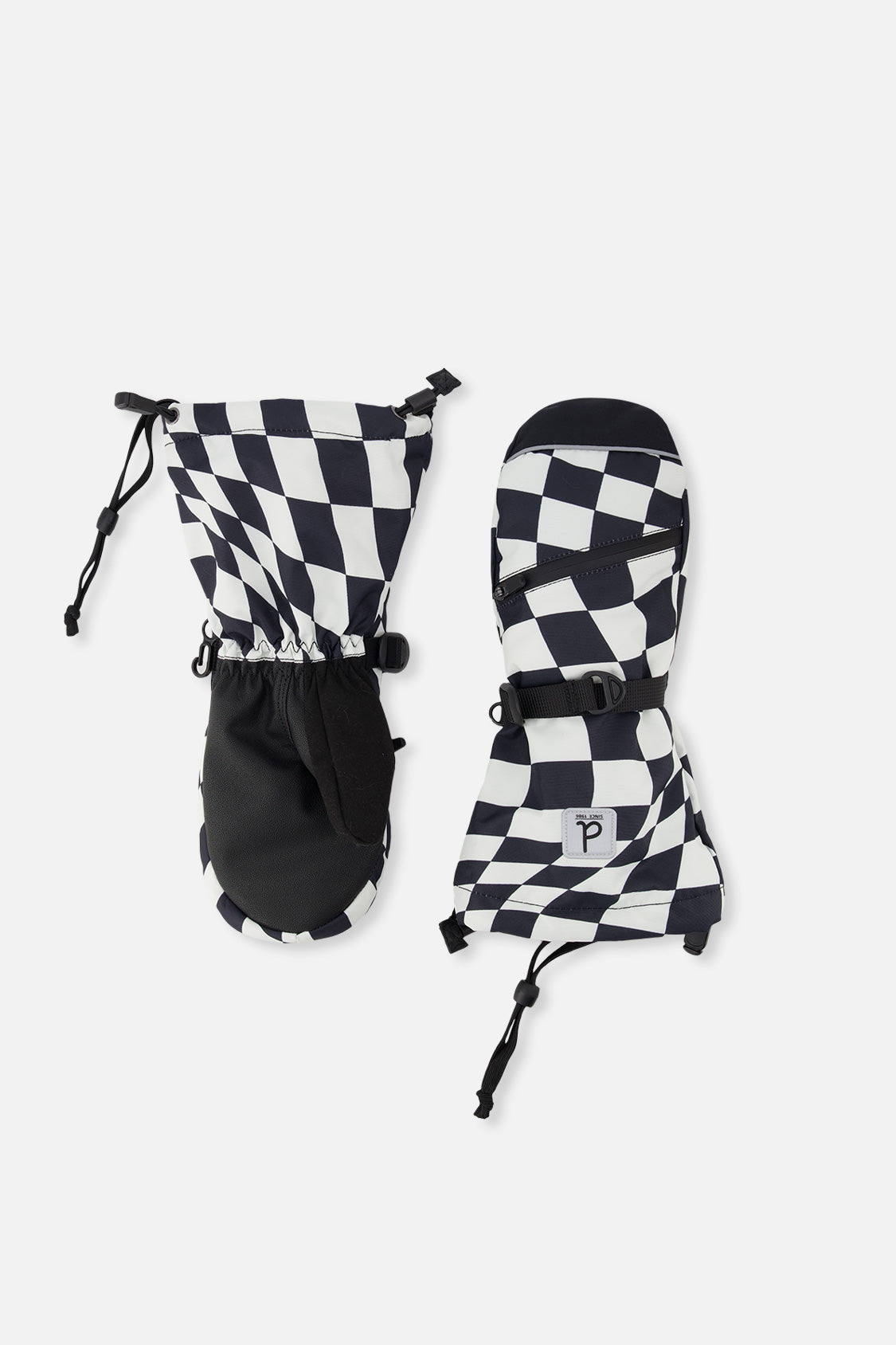 Teknik Winter Mittens White Checkered Print - Image 7