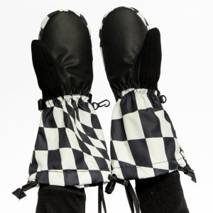 Teknik Winter Mittens White Checkered Print - Image 3