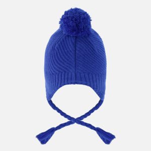 Winter Peruvian Knit Hat With Pompom Royal Blue - Image 3