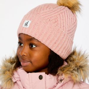Alternative view of Winter Knit Hat With Pompom Pale Dusty Pink