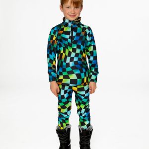 Two Piece Thermal Underwear Blue Checkered Print - Image 4