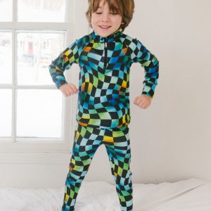 Alternative view of Two Piece Thermal Underwear Blue Checkered Print