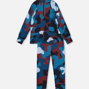 Two Piece Thermal Underwear Blue And Red Camouflage Print - Image 11