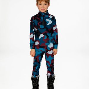 Alternative view of Two Piece Thermal Underwear Blue And Red Camouflage Print
