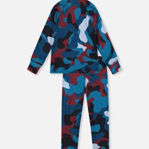 Two Piece Thermal Underwear Blue And Red Camouflage Print - Image 5