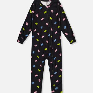 Baby One Piece Thermal Underwear Black Printed Gummy Bears - Image 7
