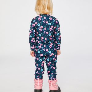 One Piece Thermal Underwear Blue Floral Print - Image 4